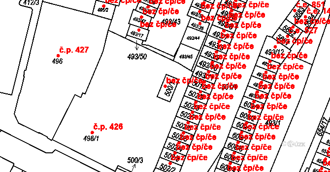 Chomutov 45066001 na parcele st. 500/1 v KÚ Chomutov I, Katastrální mapa