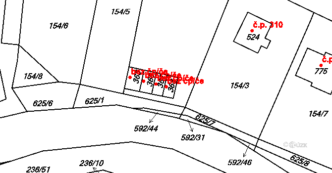 Hostomice 45086001 na parcele st. 368 v KÚ Hostomice nad Bílinou, Katastrální mapa