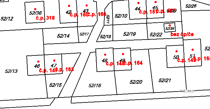 Chuchelná 148 na parcele st. 48 v KÚ Chuchelná, Katastrální mapa