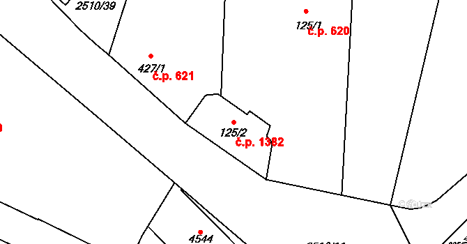 Kyjov 1382 na parcele st. 125/2 v KÚ Kyjov, Katastrální mapa