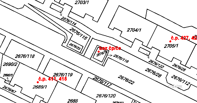 Brno 45555001 na parcele st. 2676/74 v KÚ Nový Lískovec, Katastrální mapa