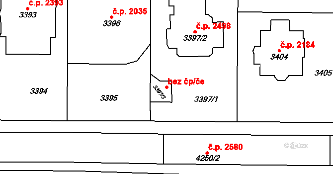 Praha 46675001 na parcele st. 3397/3 v KÚ Vinohrady, Katastrální mapa