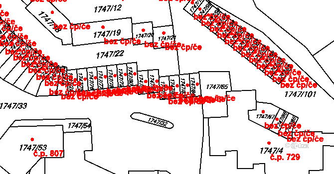 Liberec 47152001 na parcele st. 1747/31 v KÚ Starý Harcov, Katastrální mapa