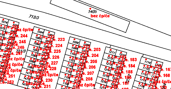 Litovel 203 na parcele st. 1106 v KÚ Litovel, Katastrální mapa