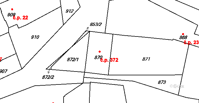 Samotišky 372 na parcele st. 870 v KÚ Samotíšky, Katastrální mapa