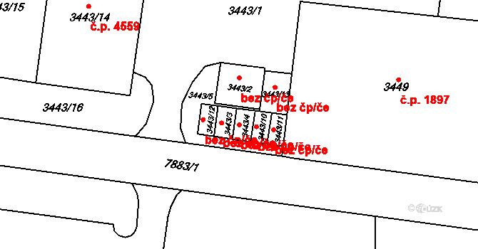 Prostějov 47673001 na parcele st. 3443/4 v KÚ Prostějov, Katastrální mapa