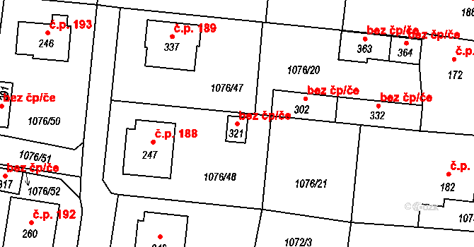 Sedlec-Prčice 47939001 na parcele st. 321 v KÚ Prčice, Katastrální mapa