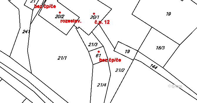 Míchov 48460001 na parcele st. 61 v KÚ Míchov u Boskovic, Katastrální mapa