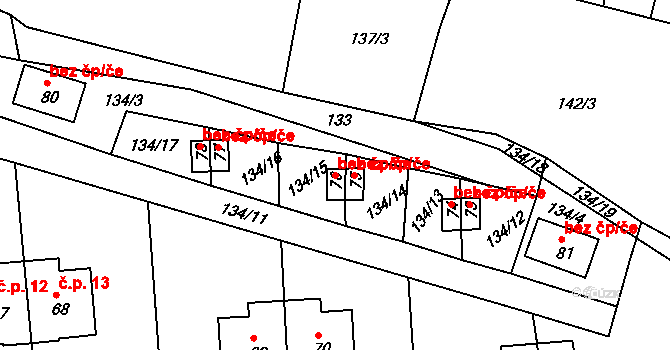 Klatovy 48793001 na parcele st. 76 v KÚ Kydliny, Katastrální mapa