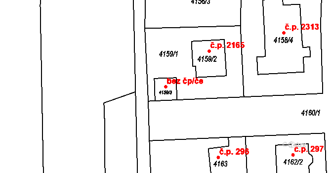 Praha 48926001 na parcele st. 4159/3 v KÚ Horní Počernice, Katastrální mapa