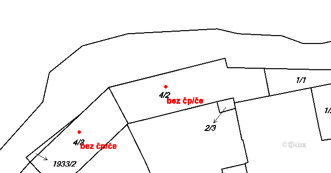 Kladruby 49536001 na parcele st. 4/2 v KÚ Milevo, Katastrální mapa