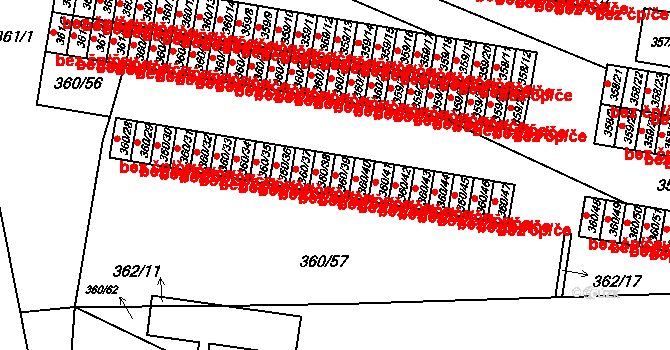 Rousínov 49707001 na parcele st. 360/39 v KÚ Rousínov u Vyškova, Katastrální mapa