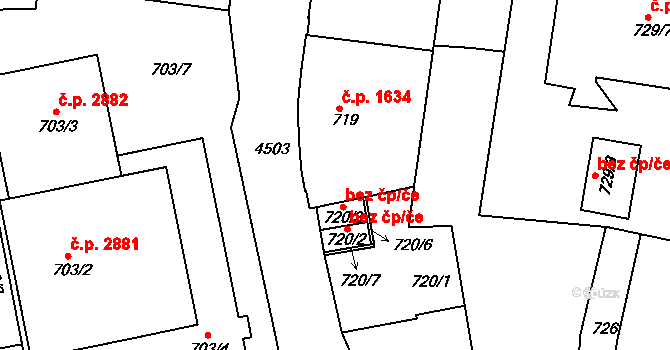 Teplice 49933001 na parcele st. 720/3 v KÚ Teplice, Katastrální mapa