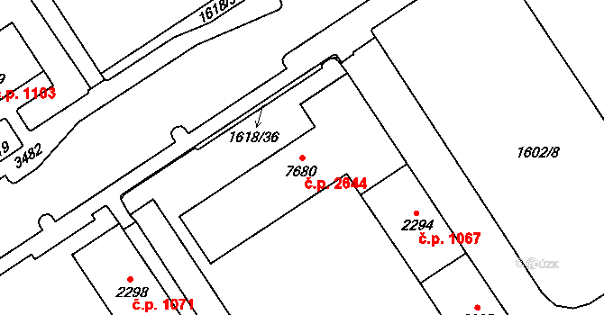 Cheb 2644 na parcele st. 7680 v KÚ Cheb, Katastrální mapa