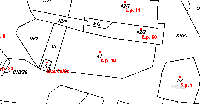 Holešovice 10, Chroustovice na parcele st. 41 v KÚ Holešovice u Chroustovic, Katastrální mapa