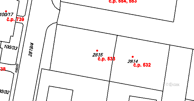 Protivín 533 na parcele st. 2815 v KÚ Protivín, Katastrální mapa
