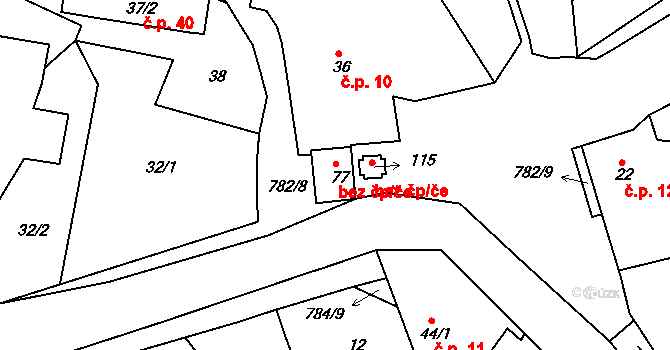 Srlín 69, Bernartice na parcele st. 77 v KÚ Srlín, Katastrální mapa