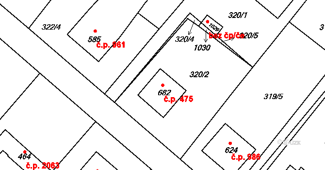 Kralupy nad Vltavou 475 na parcele st. 682 v KÚ Lobeč, Katastrální mapa
