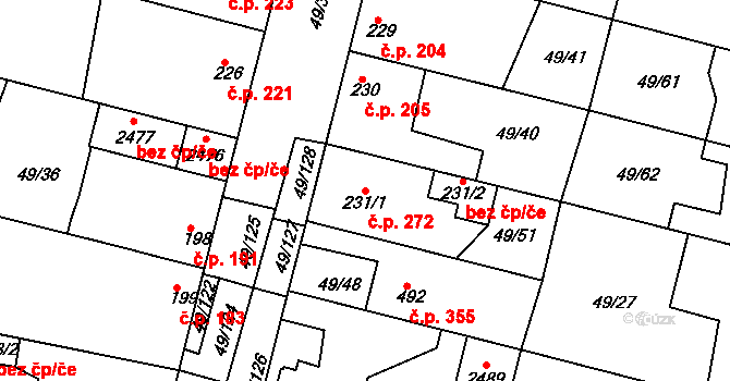 Lobeček 272, Kralupy nad Vltavou na parcele st. 231/1 v KÚ Lobeček, Katastrální mapa