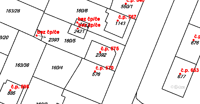 Lobeček 575, Kralupy nad Vltavou na parcele st. 2392 v KÚ Lobeček, Katastrální mapa