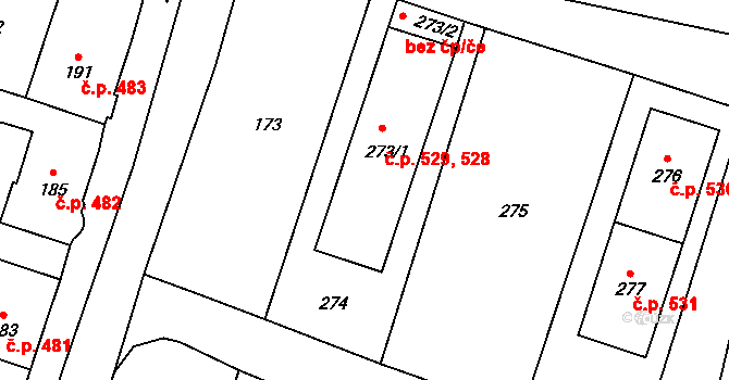 Libčice nad Vltavou 529 na parcele st. 272 v KÚ Letky, Katastrální mapa