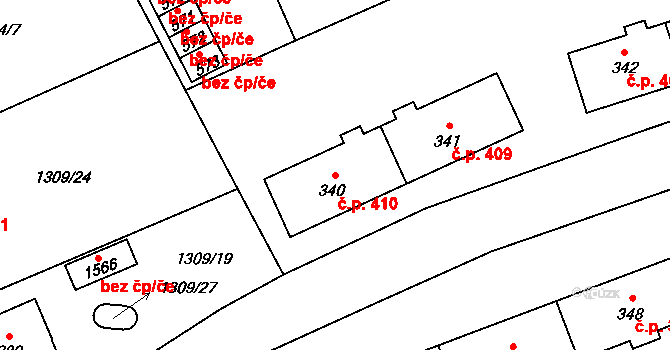 Holýšov 410 na parcele st. 340 v KÚ Holýšov, Katastrální mapa