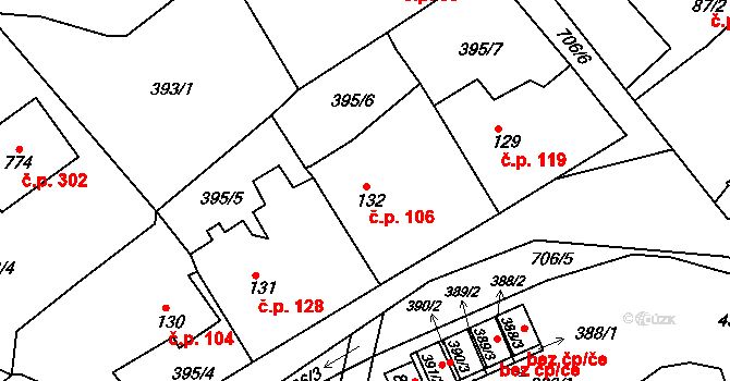 Trnová 106 na parcele st. 132 v KÚ Trnová u Plzně, Katastrální mapa