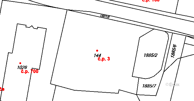Sezemice 3 na parcele st. 144 v KÚ Sezemice nad Loučnou, Katastrální mapa