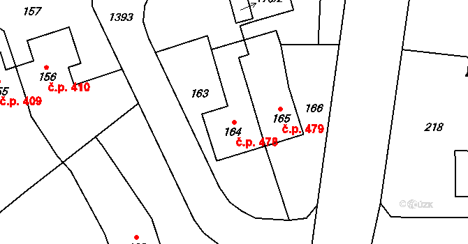 Vejprnice 478 na parcele st. 164 v KÚ Vejprnice, Katastrální mapa