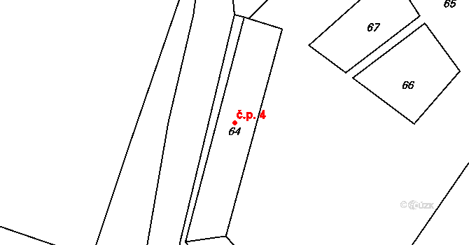 Rájec 4, Rájec-Jestřebí na parcele st. 64 v KÚ Rájec nad Svitavou, Katastrální mapa