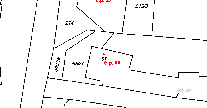 Veleboř 51, Klopina na parcele st. 51/1 v KÚ Veleboř, Katastrální mapa