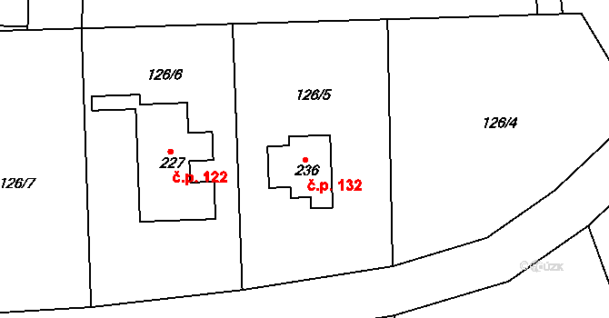 Jezbořice 132 na parcele st. 236 v KÚ Jezbořice, Katastrální mapa
