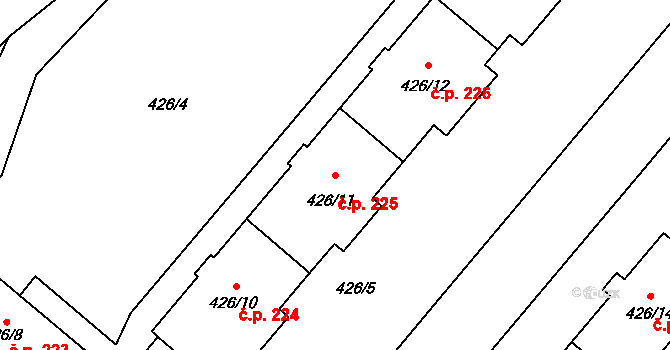 Loučka 225, Nový Jičín na parcele st. 426/11 v KÚ Loučka u Nového Jičína, Katastrální mapa