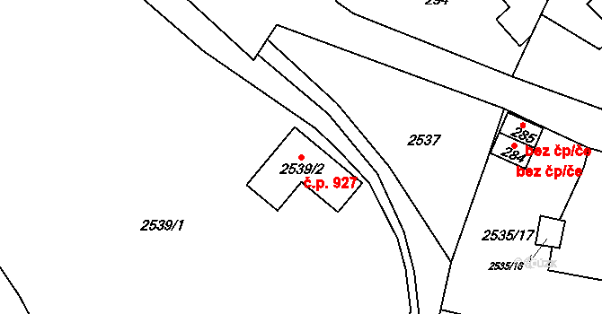 Bílovec 927 na parcele st. 2539/2 v KÚ Bílovec-město, Katastrální mapa