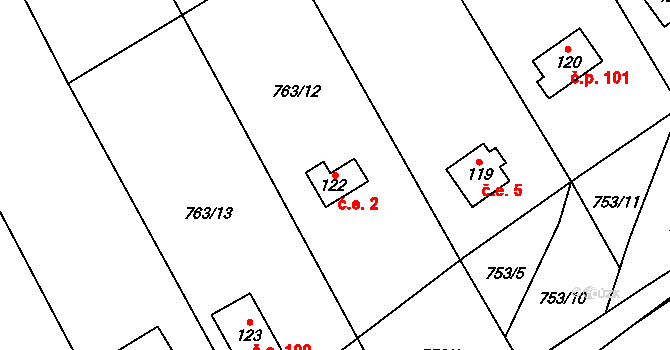 Lašovice 2 na parcele st. 122 v KÚ Lašovice, Katastrální mapa