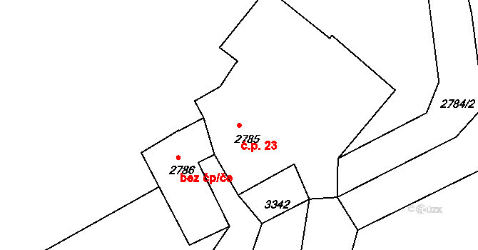 Gabrielka 23, Kamenice nad Lipou na parcele st. 2785 v KÚ Kamenice nad Lipou, Katastrální mapa