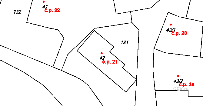 Horosedly 21 na parcele st. 42 v KÚ Horosedly, Katastrální mapa