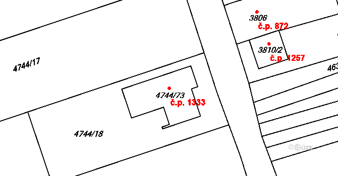 Vlčnov 1333 na parcele st. 4744/73 v KÚ Vlčnov, Katastrální mapa