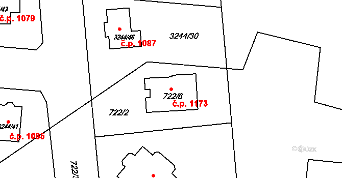 Stonava 1173 na parcele st. 722/6 v KÚ Stonava, Katastrální mapa