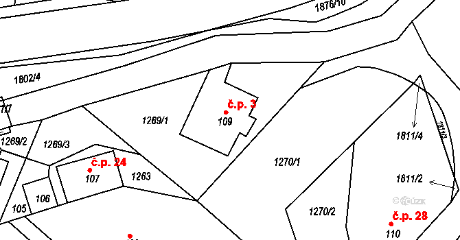 Rozkoš 3, Kounov na parcele st. 109 v KÚ Kounov u Dobrušky, Katastrální mapa