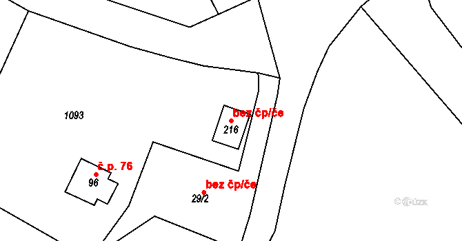 Radimovice 99031001 na parcele st. 216 v KÚ Radimovice u Sychrova, Katastrální mapa