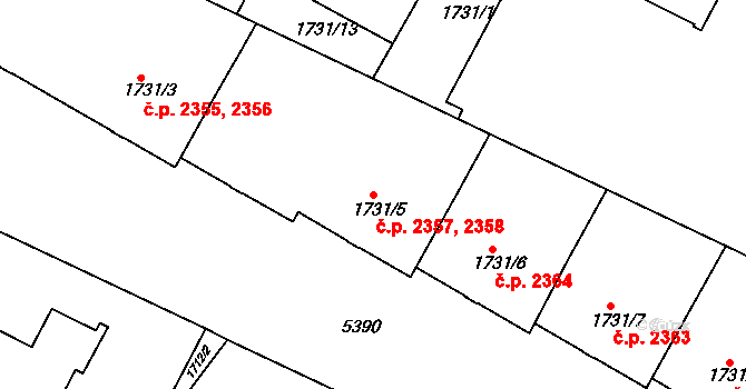 Znojmo 2357,2358 na parcele st. 1731/5 v KÚ Znojmo-město, Katastrální mapa