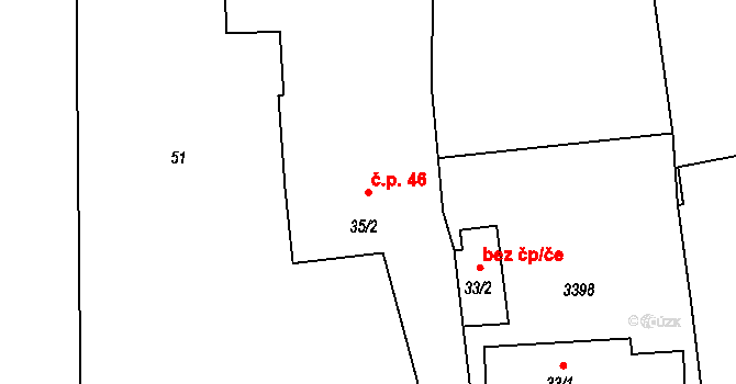 Hranice III-Velká 46, Hranice na parcele st. 35/2 v KÚ Velká u Hranic, Katastrální mapa
