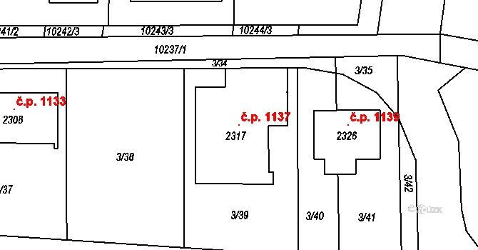 Hrušovany nad Jevišovkou 1137 na parcele st. 2317 v KÚ Hrušovany nad Jevišovkou, Katastrální mapa