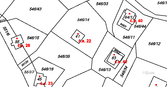 Beranovec 22, Suchá na parcele st. 41 v KÚ Beranovec, Katastrální mapa
