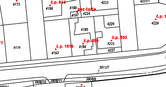 Kročehlavy 556, Kladno na parcele st. 4194 v KÚ Kročehlavy, Katastrální mapa