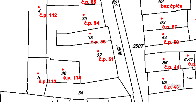 Třeboň I 51, Třeboň na parcele st. 37 v KÚ Třeboň, Katastrální mapa
