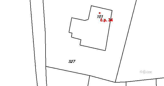 Žďár 34, Chodský Újezd na parcele st. 101 v KÚ Žďár u Tachova, Katastrální mapa