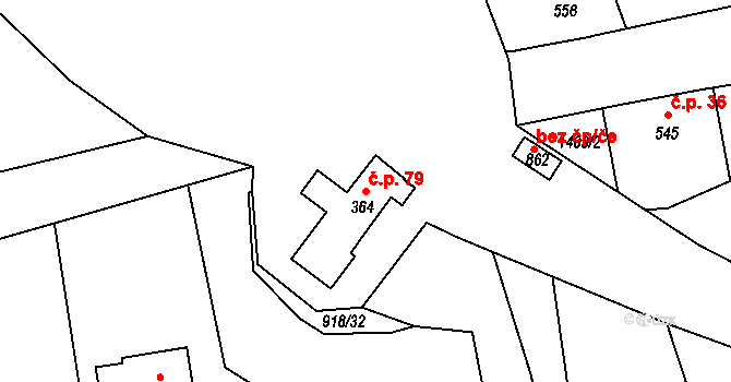 Děčín VIII-Dolní Oldřichov 79, Děčín na parcele st. 364 v KÚ Horní Oldřichov, Katastrální mapa