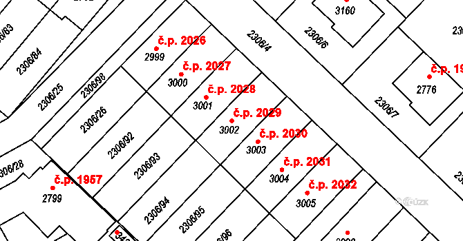 Hořice 2029 na parcele st. 3002 v KÚ Hořice v Podkrkonoší, Katastrální mapa